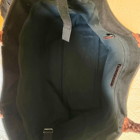 VINTAGE RALPH LAUREN LINEN LEATHER TOTE BAG - Picture 5 of 5